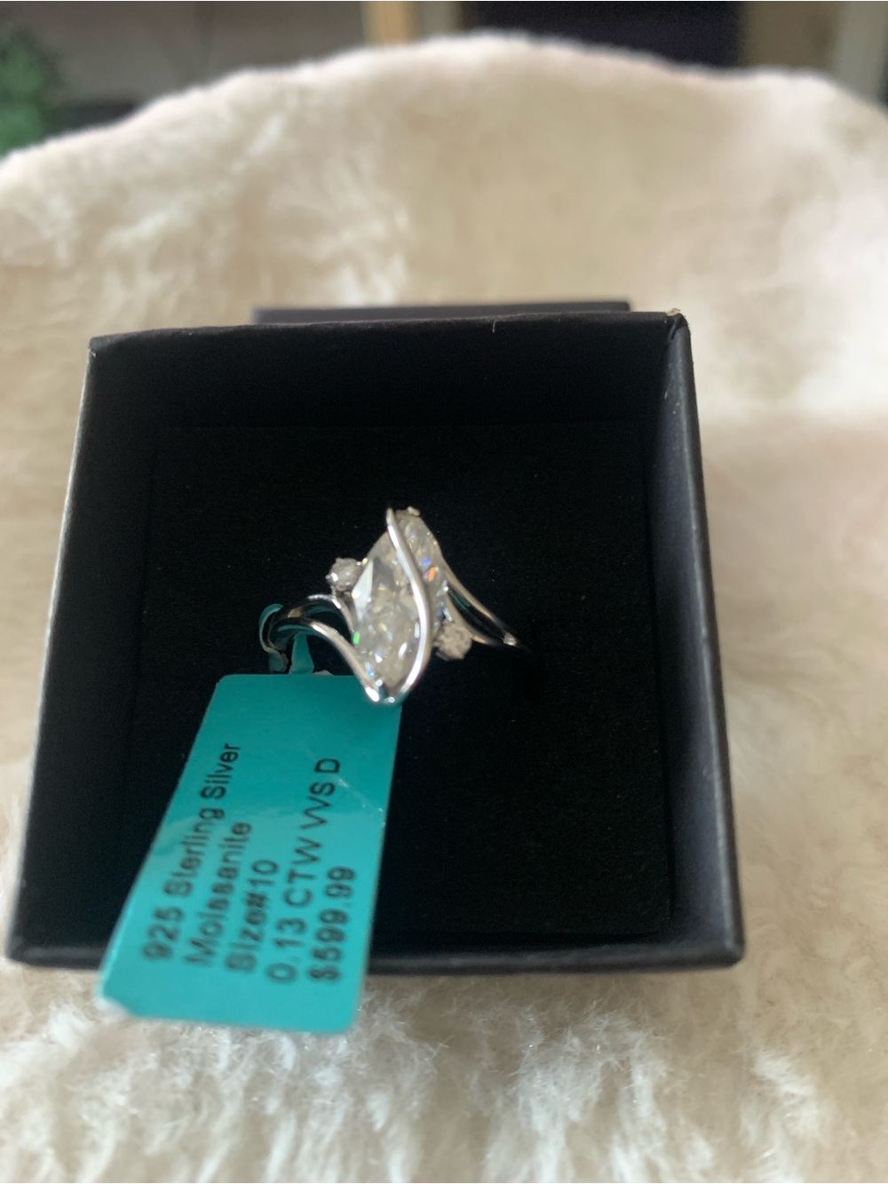 Sterling Silver moissanite Ring size 10
